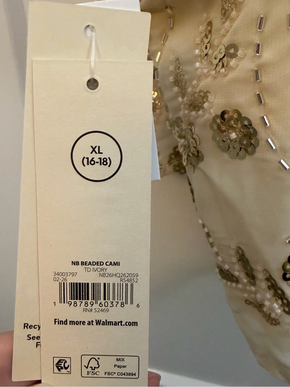 XL Embellished Beaded Ivory Cami Set - available in Medium and 2XL sizes - Picture 6 of 8